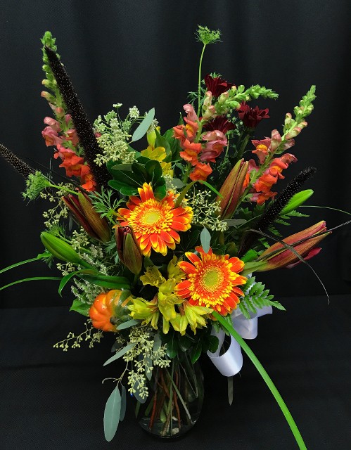 autumn mixed bouquet with lily buds